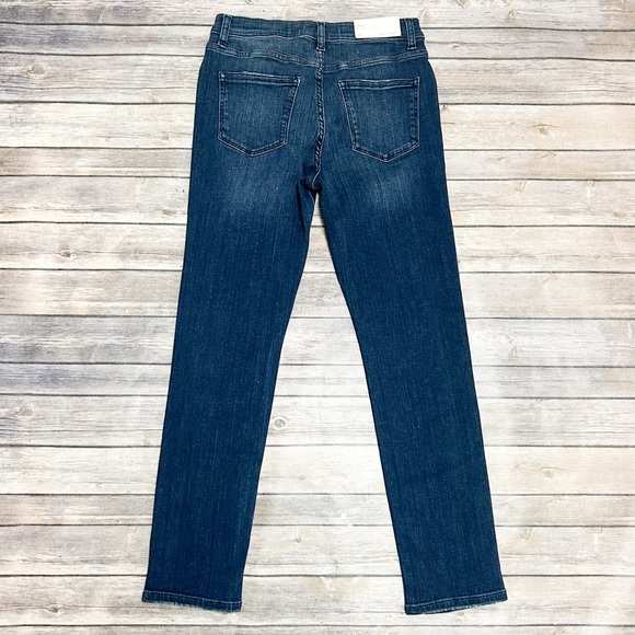 Warp Weft Dark Indigo Amsterdam Slim Straight Girl Adjustable Waist Jeans NWT 14 - Picture 6 of 11